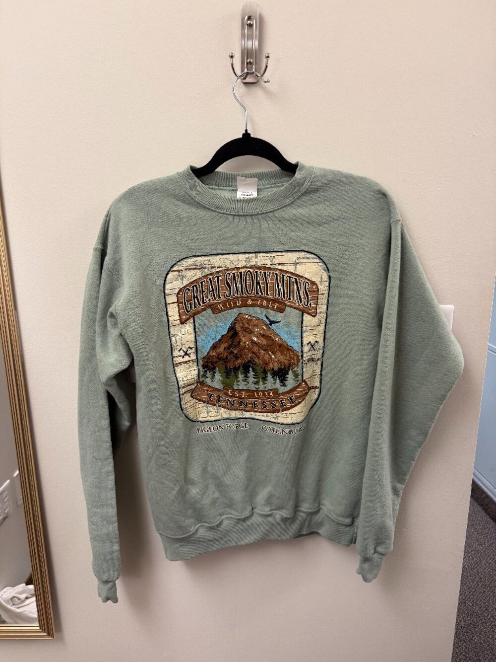 blue-green crewneck